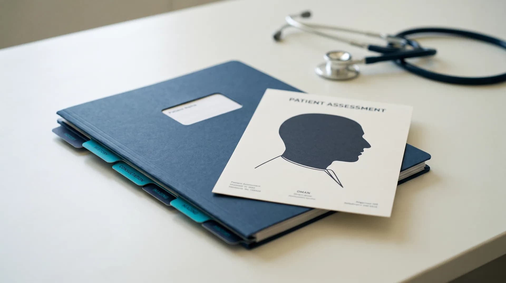A finished assessment folder and natural profile card for clinical evaluation.